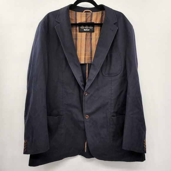 Barbour Navy Blazer with Brown Accents - Picture 1 of 12